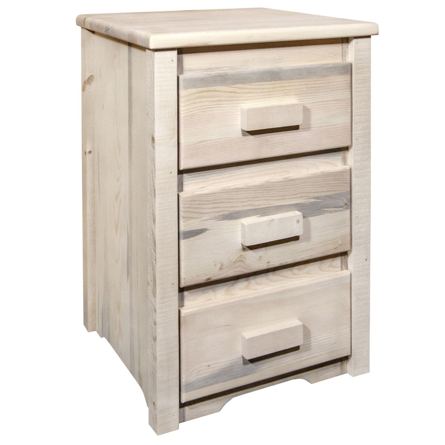 Montana Woodworks Homestead Collection 3-Drawer Nightstand - Solid Wood Bedside Table with Clear Lacquer Finish for Bedroom, Guest Room & Dorm