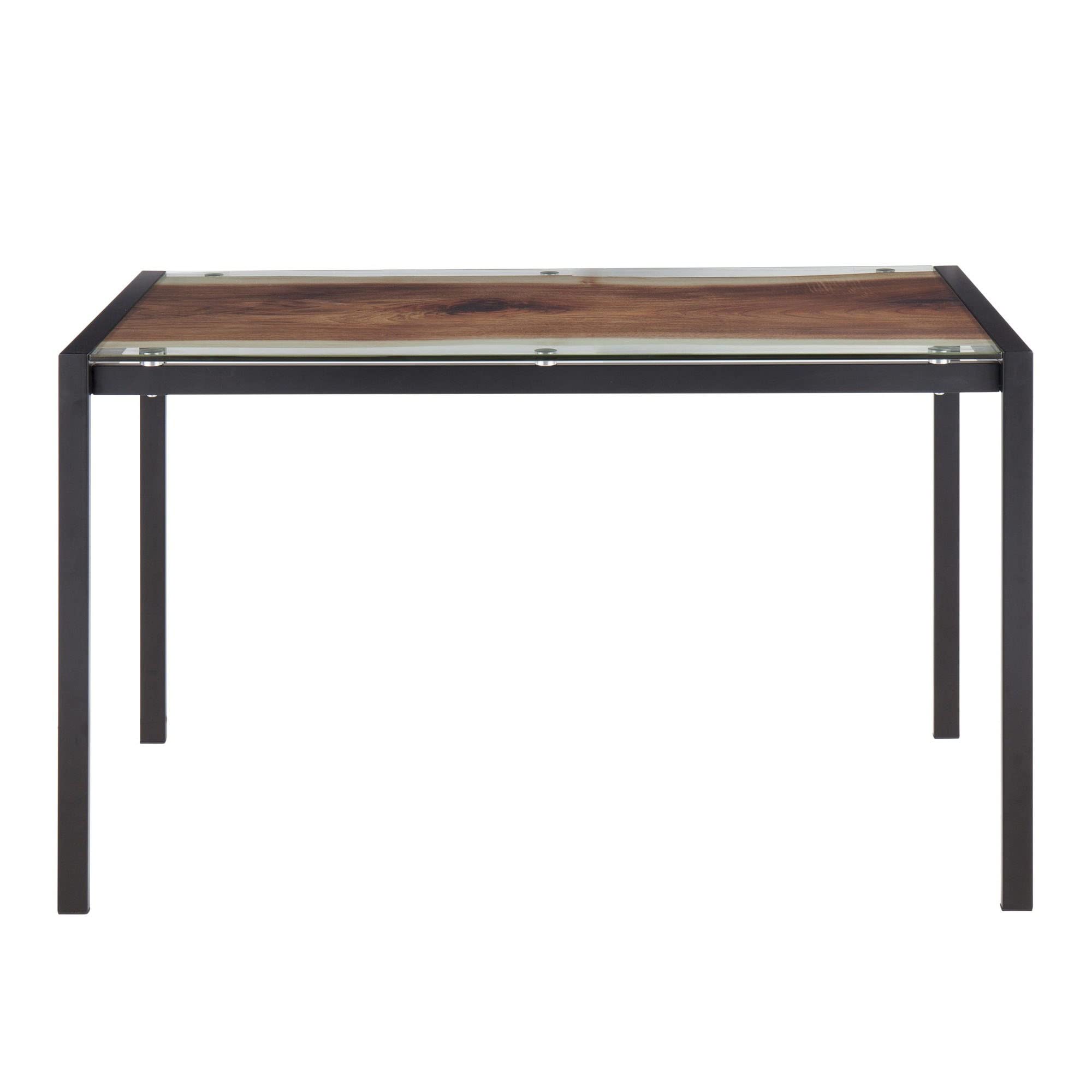 LumiSource Live Edge Dining Table - 6 Person Small Rectangle Kitchen Table for Breakfast Nook & Compact Spaces | Rustic Wooden Dinette Set for Apartments & Cozy Homes