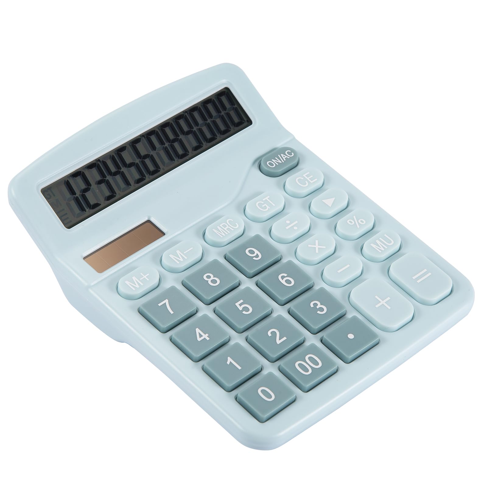 Upgraded 12-Digit Solar Battery Calculator with Large LCD Display & Sensitive Buttons - Dual Power Desktop Calculator for Office, Home, School (Solar Blue) - Perfect for Accounting, Budgeting & Math Homework