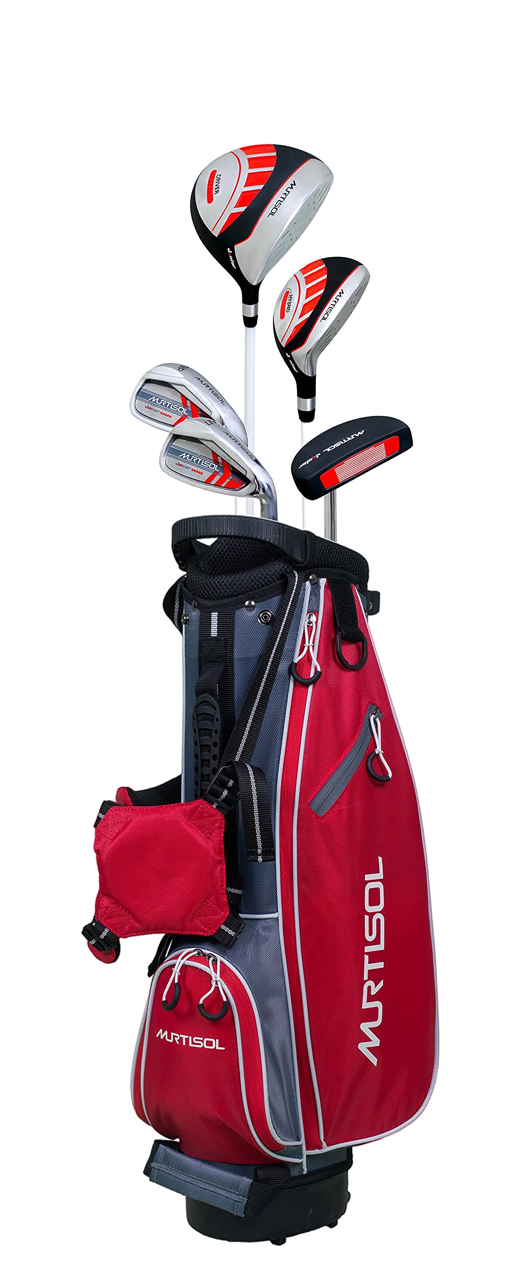 5-Piece Kids Right-Handed Golf Club Set - Super Light Junior Golf Clubs with Stand Bag, Driver, Hybrid, Irons & Putter | Perfect for Young Golfers Ages 5-12 | Ideal for Backyard Practice, Driving Range & Junior Tournaments