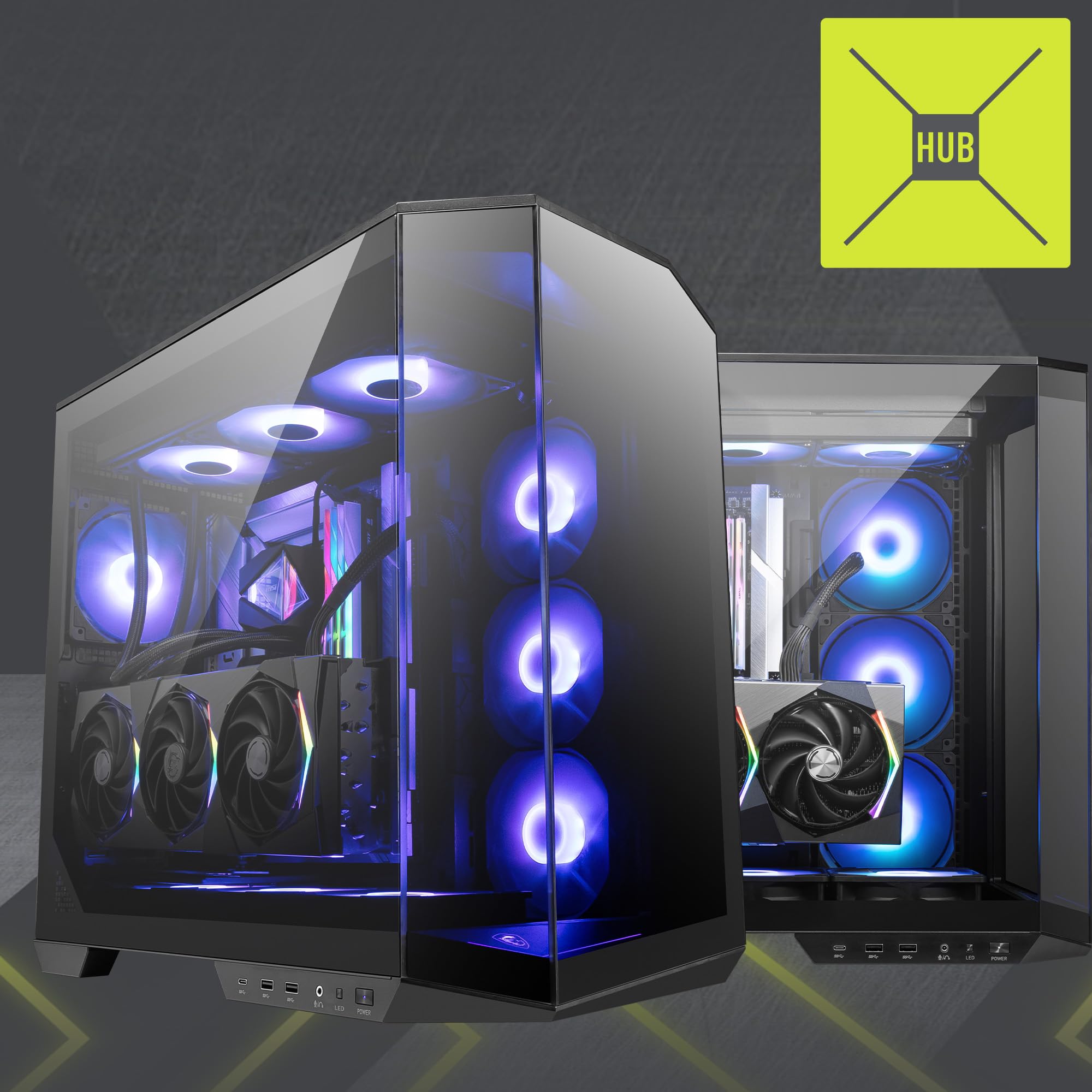 MSI MAG PANO 100R PZ Mid-Tower Gaming PC Case - Premium Black ATX Computer Case with Tempered Glass Side Panel, 120mm ARGB Fans & 360mm Liquid Cooling Support - Perfect for Gaming Setup, Streaming & High-Performance PC Builds