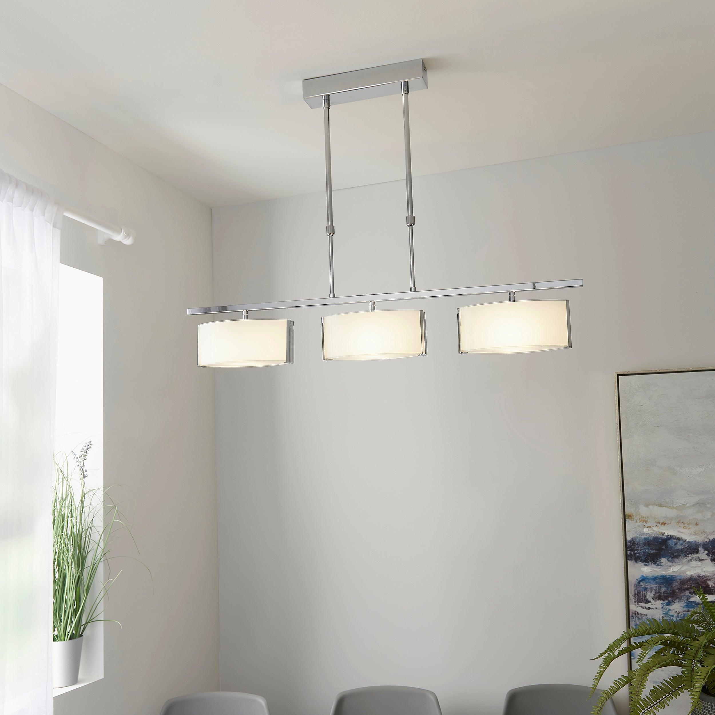 3-Light Semi Flush Mount Ceiling Fixture - Chrome Finish with White Glass Shades - Perfect for Bedroom, Living Room & Hallway Lighting