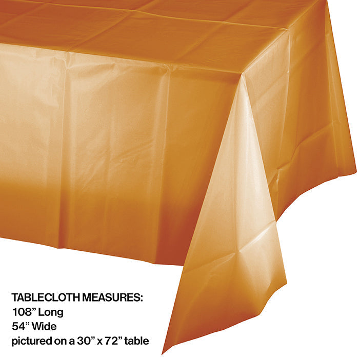 12-Pack Bulk Pumpkin Spice Orange Plastic Tablecloths 54