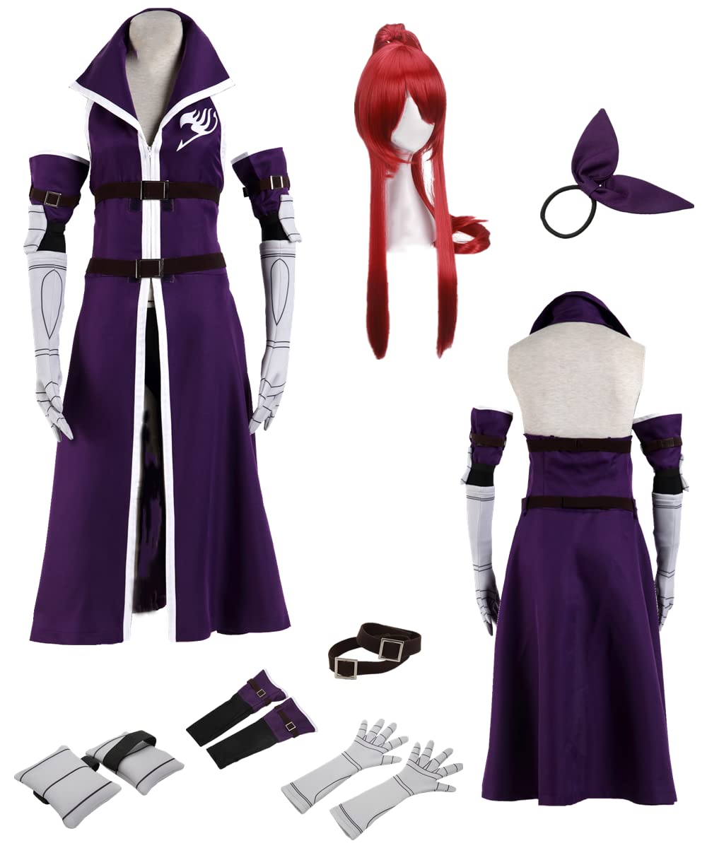 Erza Scarlet Cosplay Costume for Women - Anime Fairy Tail Sleeveless Purple Coat, Halloween & Convention Outfit | Perfect for Cosplay Events, Halloween Parties & Anime Conventions