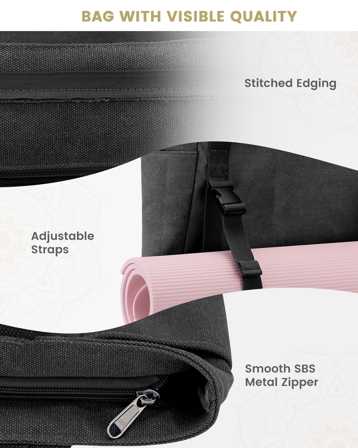 Gonex Yoga Mat Bag - Durable Canvas Tote with Multiple Pockets for Men & Women | Easy Carry Yoga Mat Carrier for Pilates, Gym, Travel, Workout & Office Use