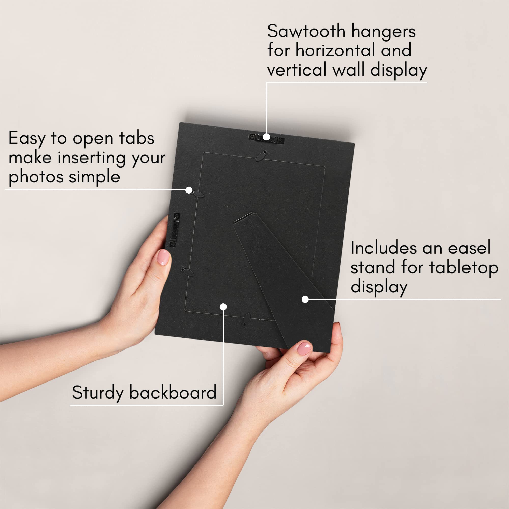 Americanflat 6x8 Picture Frame - Distressed Wood, Wall & Tabletop Display - Charcoal Black for Home Decor
