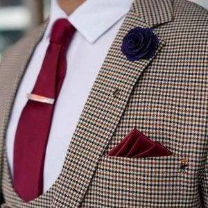 Cavani Elwood Grey Houndstooth Slim Fit Tweed Jacket for Men - Classic Formal Blazer for Business, Office & Special Occasions