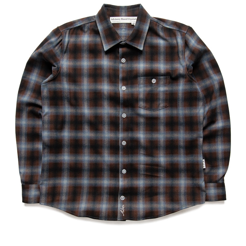 Premium Advisory Board Crystals Flannel Plaid Shirt for Men - Soft Blue Checkered Long Sleeve Button Down Shirt - Perfect for Outdoor Camping, Hiking & Casual Winter Wear