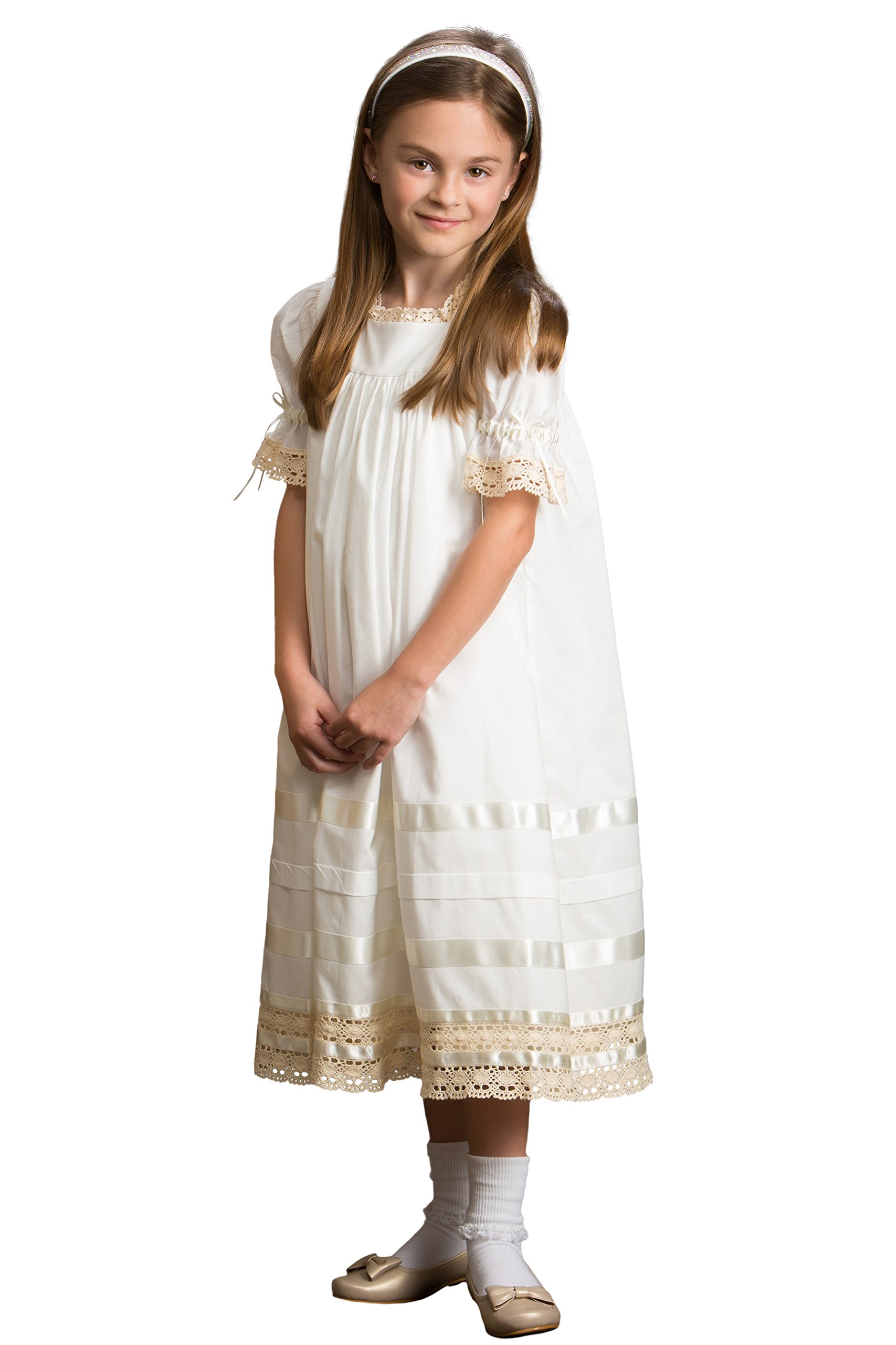 Vintage Heirloom Lace Flower Girl Dress - Elegant White & Ivory Lace Dresses for Weddings, Baptisms & Special Occasions