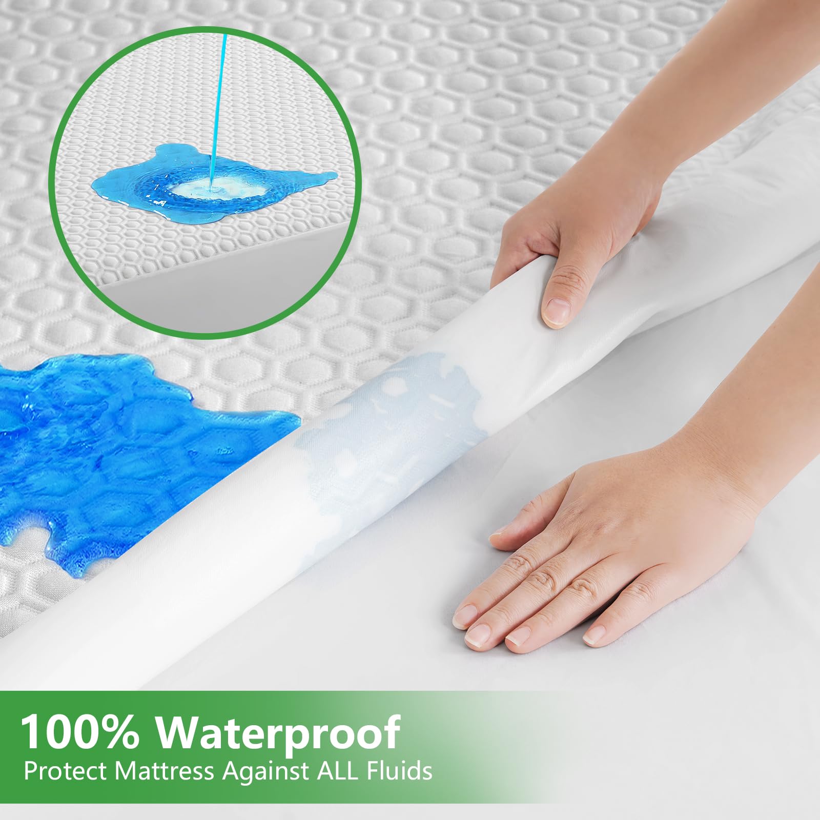 2 Pack Full Size 100% Waterproof Mattress Protector - Premium Bamboo Viscose 3D Airflow Fabric, Ultra Soft Breathable Mattress Pad Cover, Noiseless & Washable, Fits 8