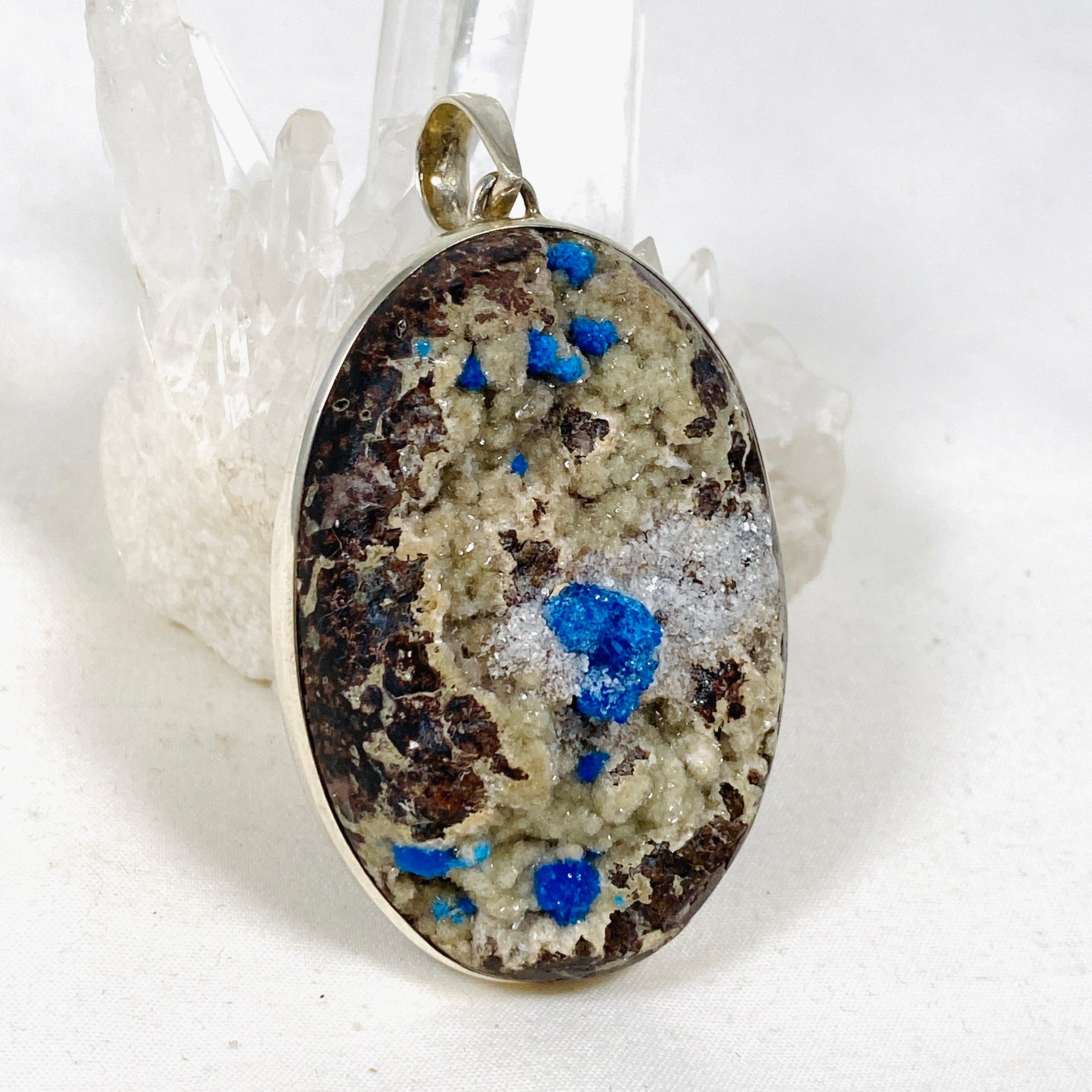Natural Cavansite Raw Oval Pendant - Unique Blue-Green Gemstone Jewelry for Women - Perfect for Boho, Hippie & Spiritual Fashion (PPGJ594)