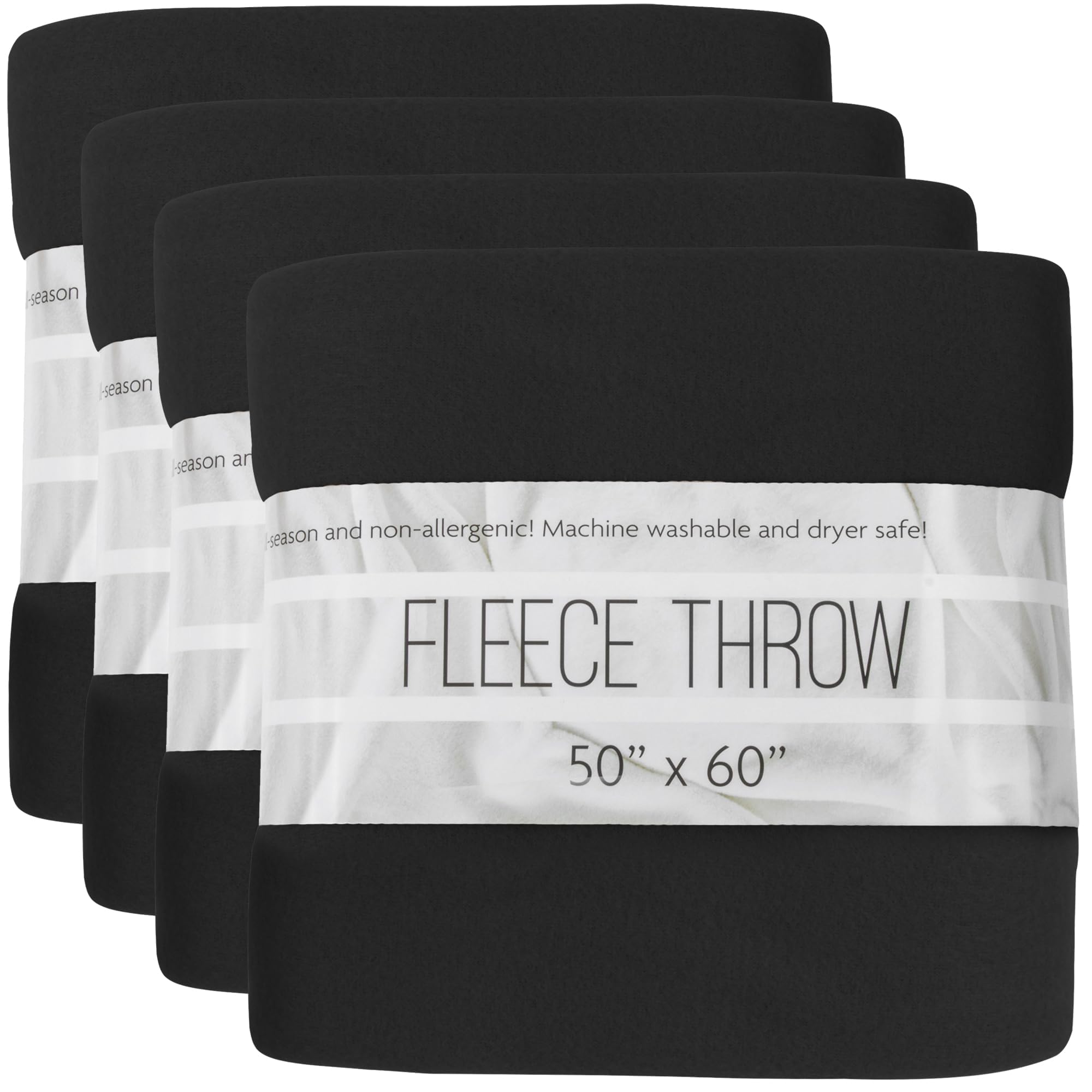 (24 Pack) Bulk Fleece Throw Blankets - Soft Warm Lightweight Blankets for Wedding Favors, Homeless Shelters, Home Decor, Bed, Sofa, Office & Travel | Cozy Blankets for Adults, Kids & Pets (Black) - Perfect for Gifts, Donations & Everyday Comfort