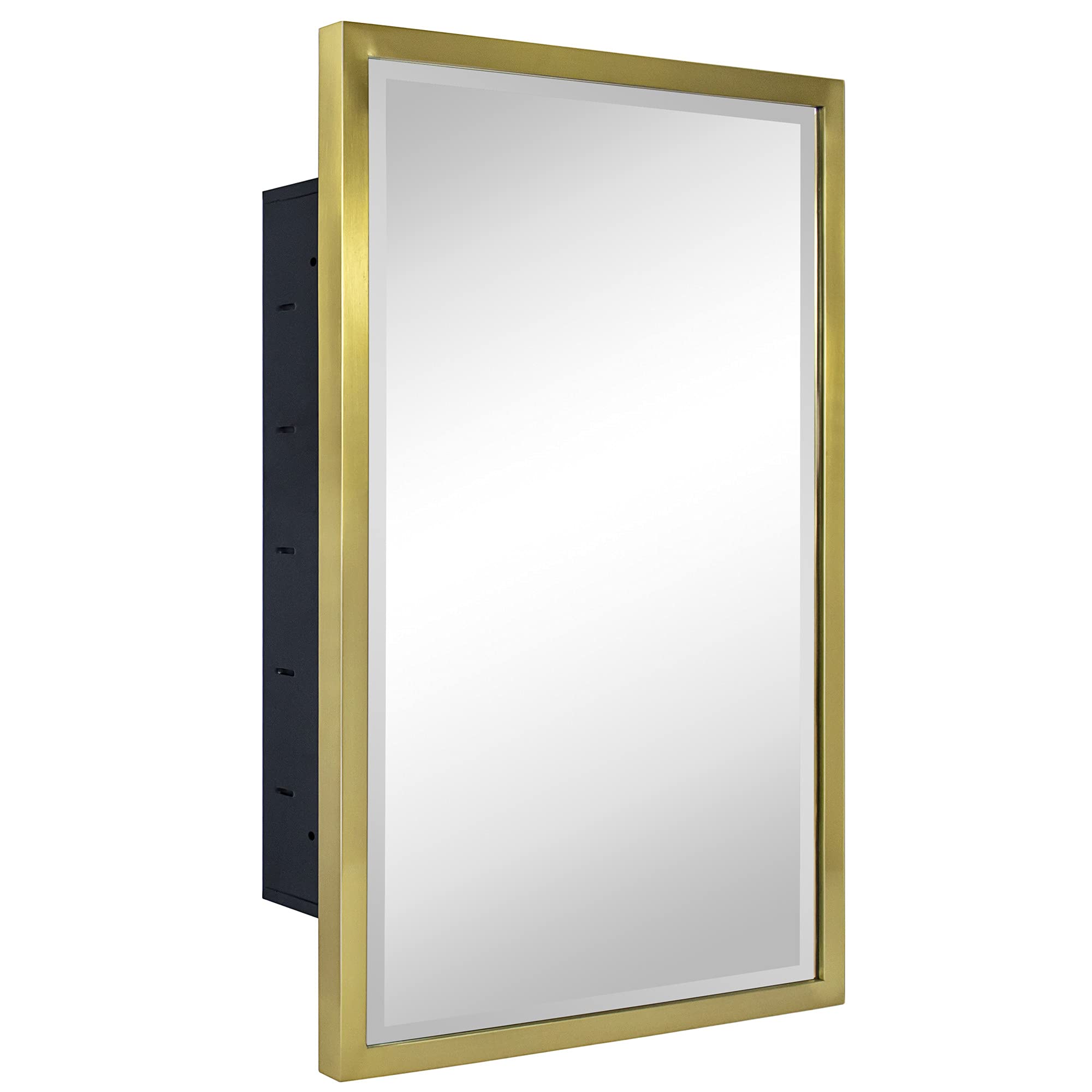 TEHOME 16x24 Inch Gold Metal Framed Recessed Bathroom Medicine Cabinet - Rectangle Tilting Beveled Vanity Mirror with Adjustable Shelves | Perfect for Bathroom Storage, Makeup Organization & Small Space Decor