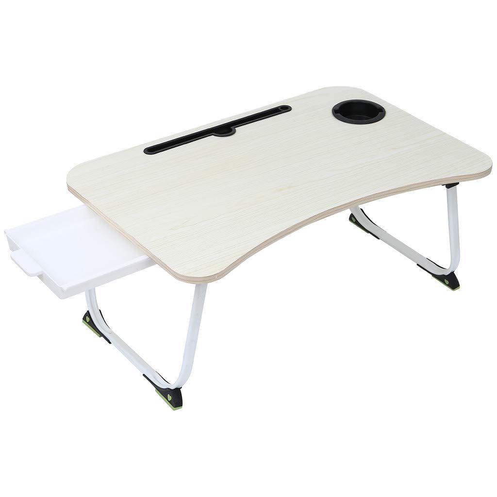 Foldable Bed Tray with Legs - Portable Laptop Desk for Sofa, Bed & Floor - Adjustable Laptop Stand with Cup Holder for Breakfast, Reading, Watching Movies - Space Saving Notebook Table (Khaki) | Perfect for Home Office, Dorm Room & Small Spaces