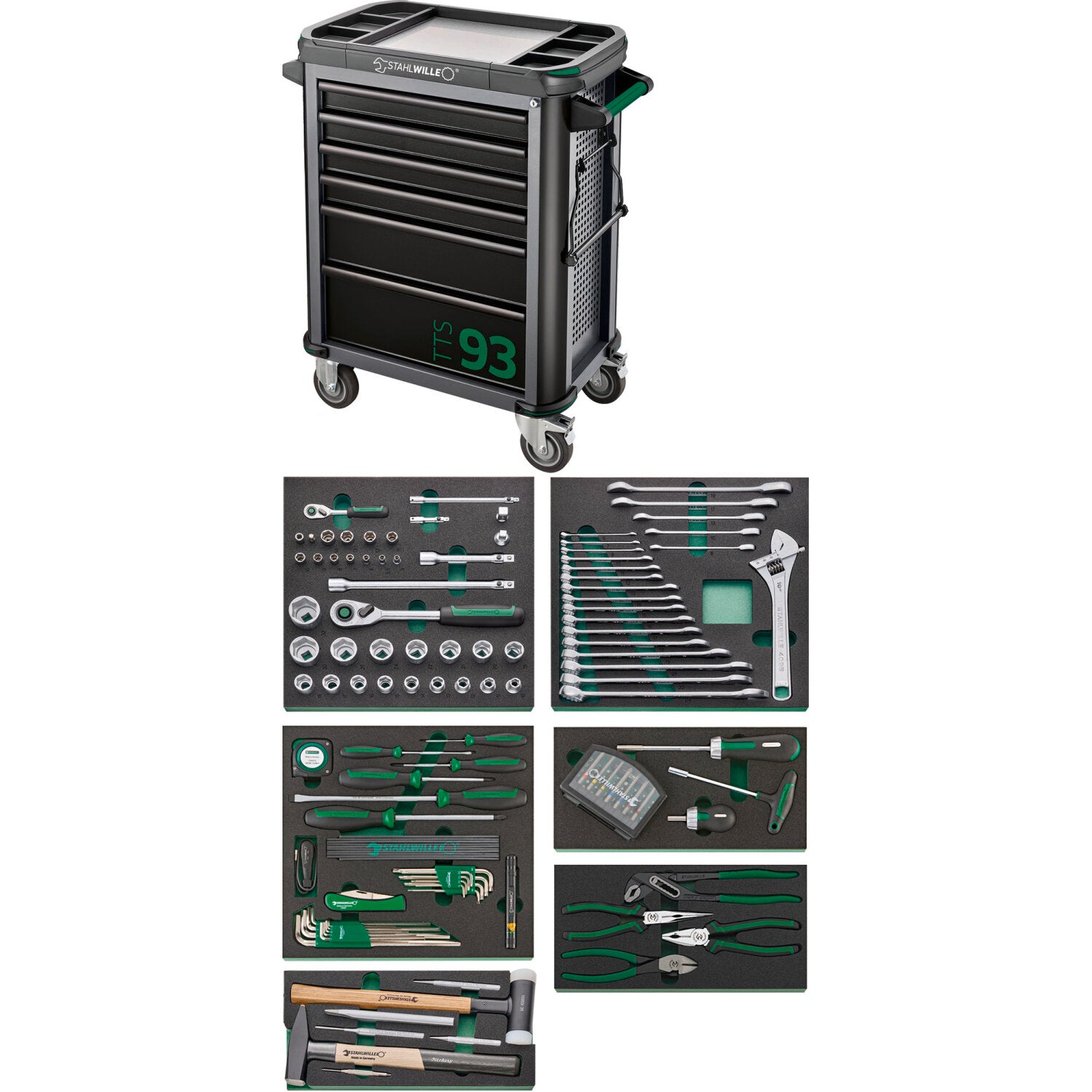 Stahlwille 98830178 Professional Tool Set with Rolling Tool Trolley - Perfect for Mechanics, DIY Projects & Workshop Organization