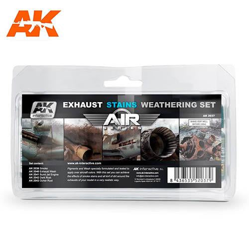 AK Interactive AK2037 Air Weathering Exhaust and Stains Set - Enamel Paint for Model Kits - Perfect for Realistic Weathering Effects on Aircraft, Tanks & Military Dioramas