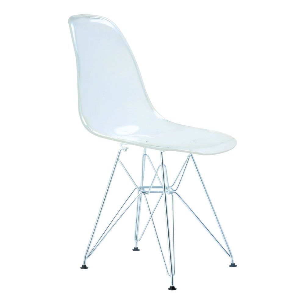 Mid Century Modern Paris Tower Transparent Ghost Side Chairs - Set of 2 Clear Acrylic Dining Chairs for Kitchen, Dining Room & Office - Elegant Contemporary Seating Furniture