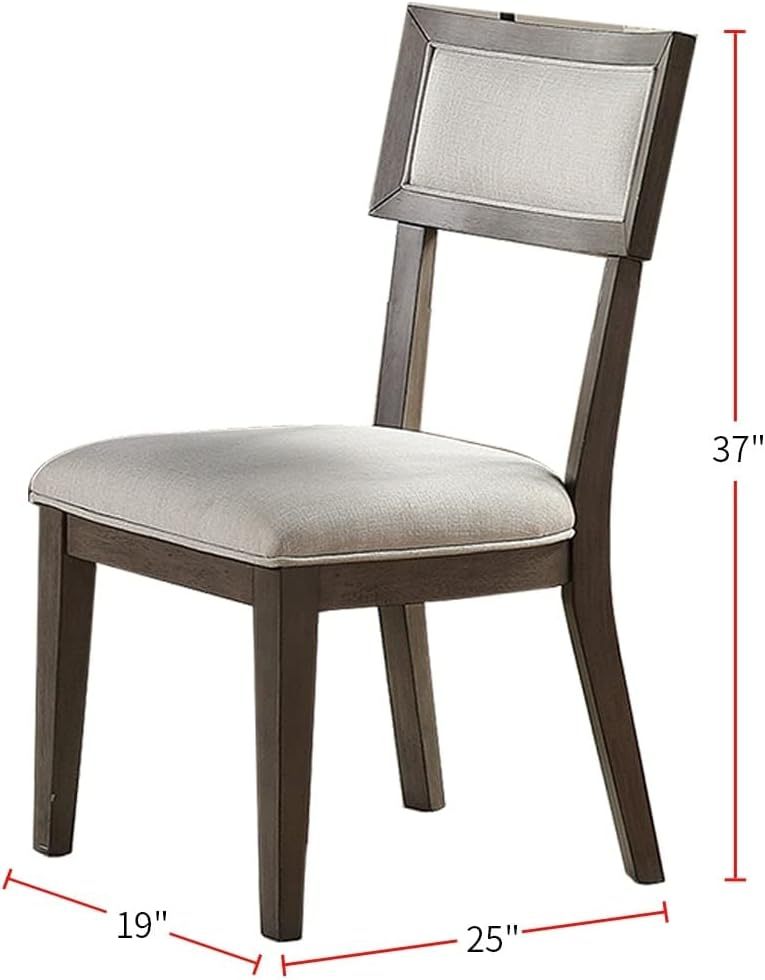 Modern Solid Wood & Veneer Dining Chairs Set of 2 - Cream Upholstered Seat & Back - Perfect for Kitchen, Dining Room, and Breakfast Nook