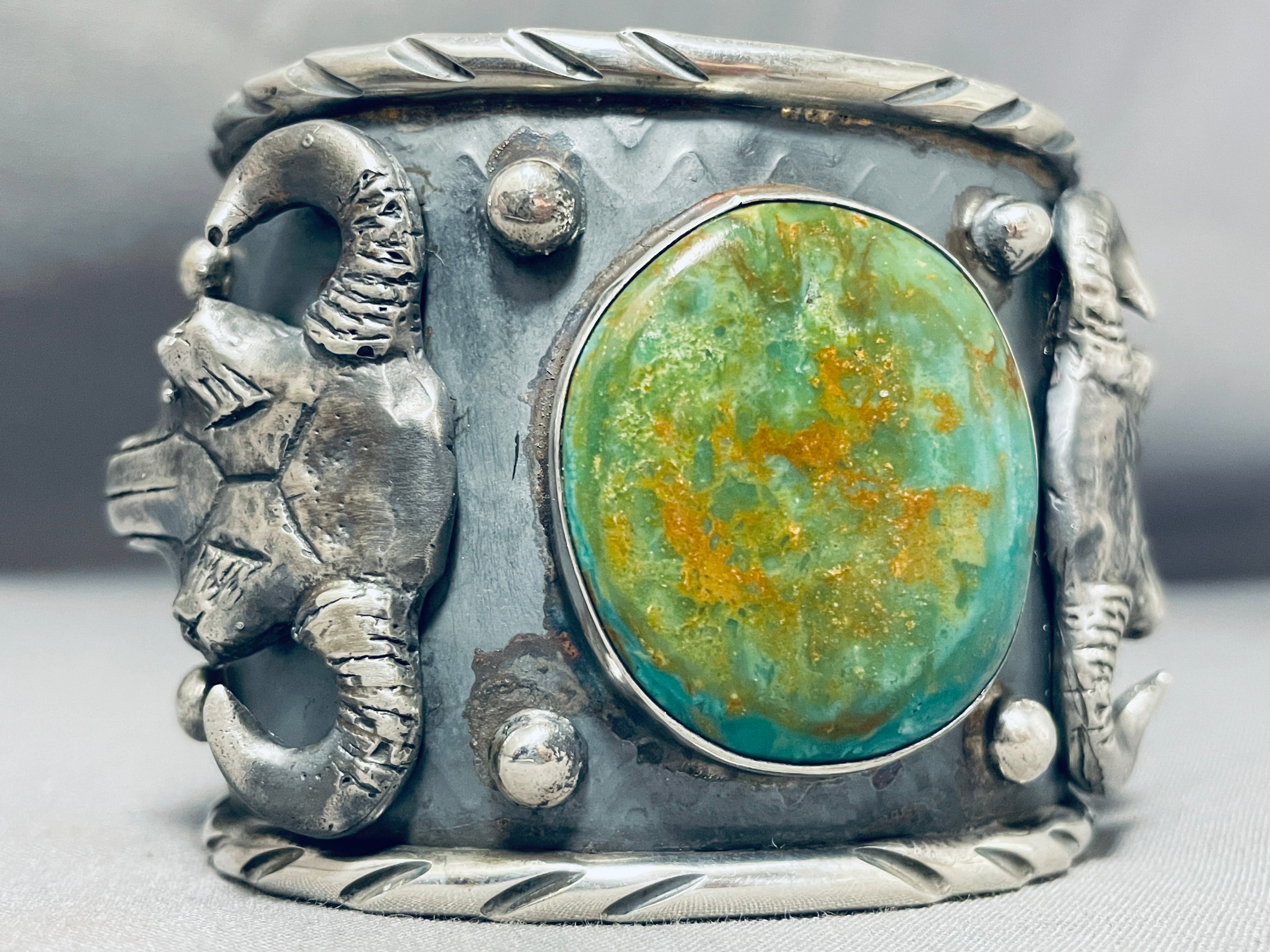140 Gram Monster Native American Green Turquoise Sterling Silver Bracelet - Handmade Southwest Jewelry for Women & Men - Perfect for Boho Fashion, Festivals & Gift Giving
