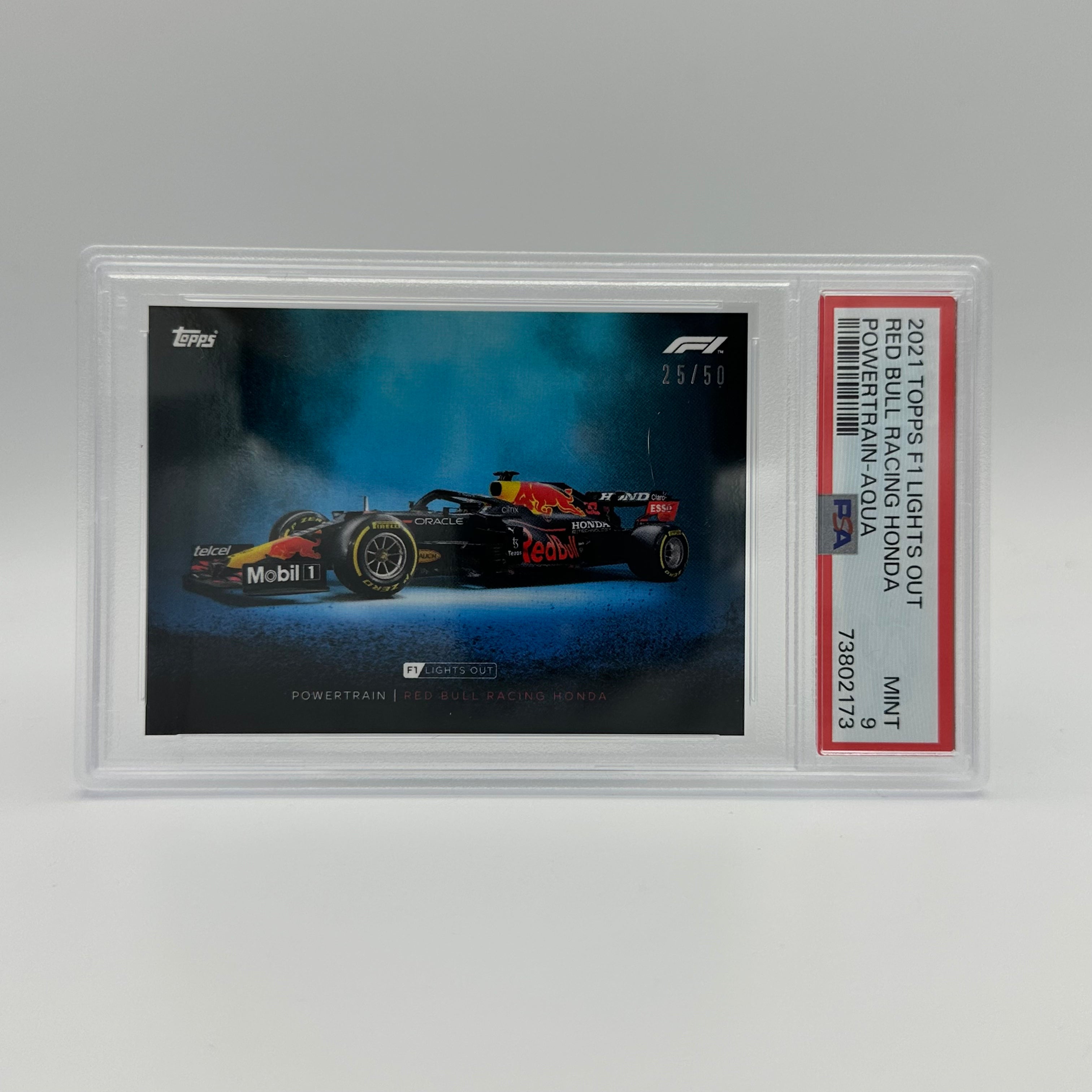 PSA 9 Graded 25/50 Red Bull Racing Honda Powertrain Aqua Trading Card - Perfect for Collectors, Sports Memorabilia Enthusiasts, and F1 Racing Fans