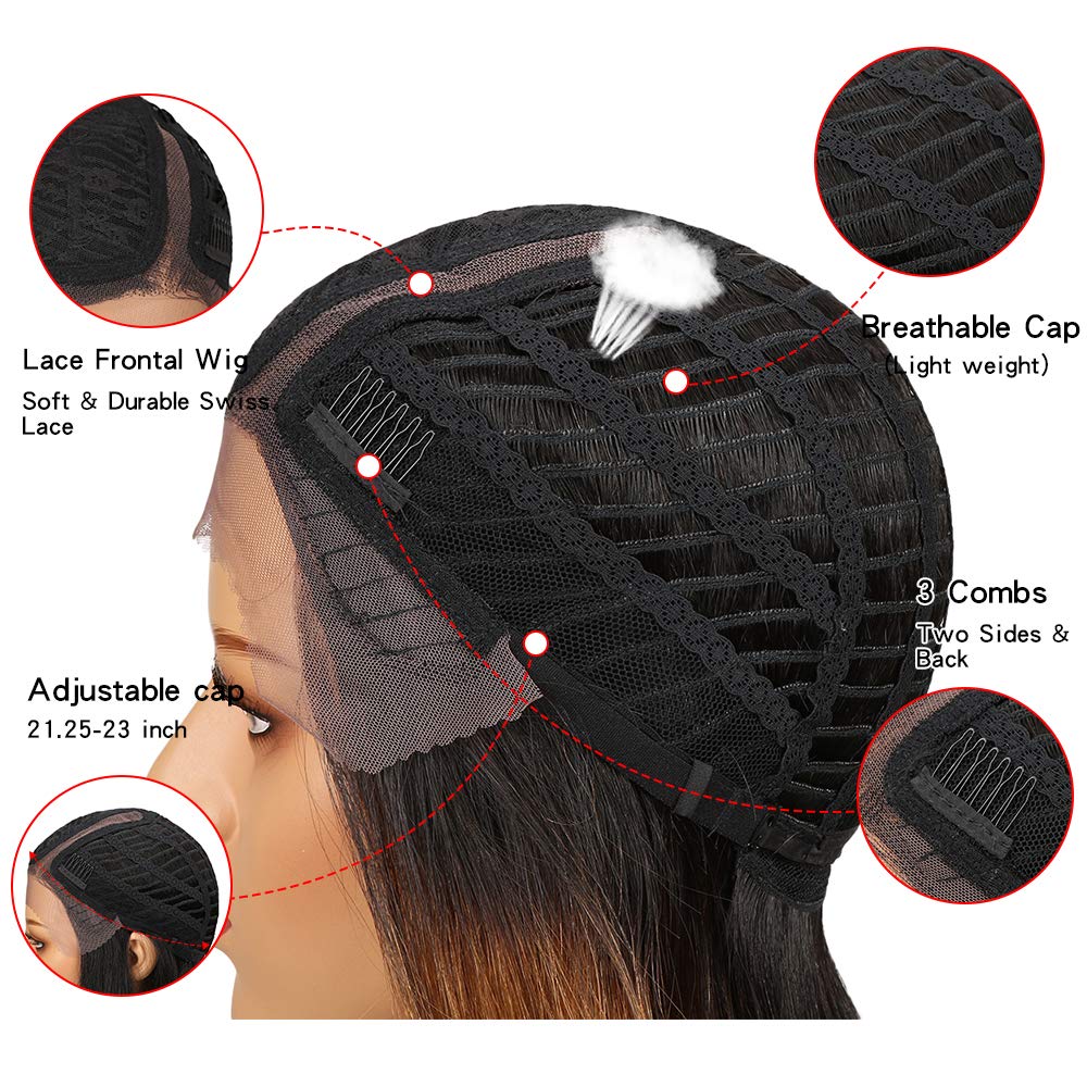 18 Inch 150% Density Ombre Brown Straight Human Hair Lace Front Wigs with Baby Hair for Black Women - Natural Look Spotlight Wigs (TT1B/30 Color) | Perfect for Daily Wear, Parties & Special Occasions