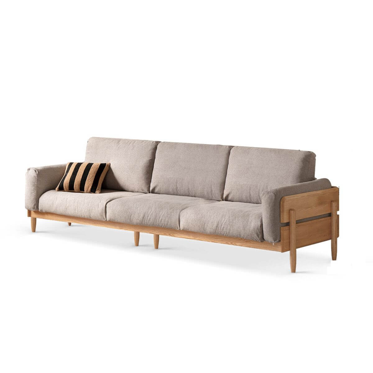 Minimalist 3-Seater Sofa in White, Olive Green & Sepia - Modern Solid Color Couch for Living Room, Lounge & Office