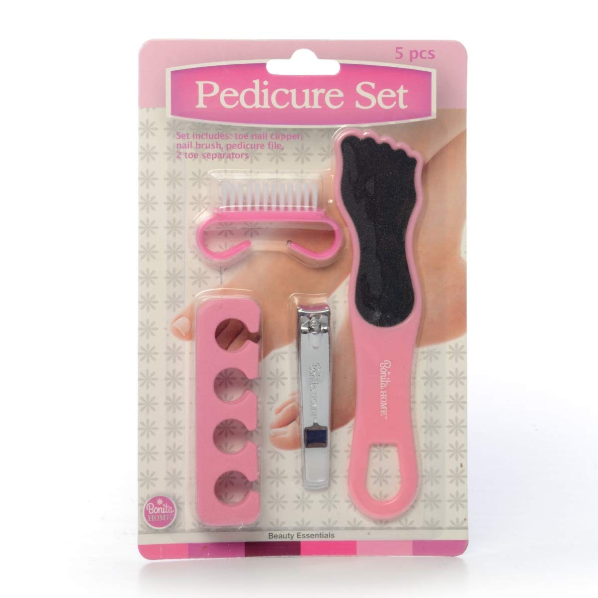 2324402 Professional 5-Piece Pedicure Set - Bulk Case of 144 - Perfect for Salons, Spas & Home Nail Care