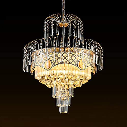 LITFAD 3-Light Crystal LED Chandelier - Modern Art Deco Brass Flush Mount Ceiling Light for Dining Room, Bedroom, Living Room | Energy-Efficient Lighting Fixture for Home, Hotel & Restaurant Decor
