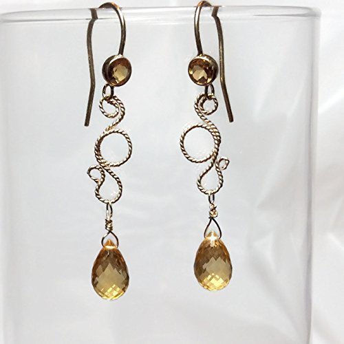 Citrine Gemstone Earrings - 14K Gold Filled Dangle Earrings for Women | 2 Inch Natural Citrine Jewelry | Perfect Birthday, Anniversary & Valentine's Day Gift for Her | Elegant for Parties, Weddings & Date Nights