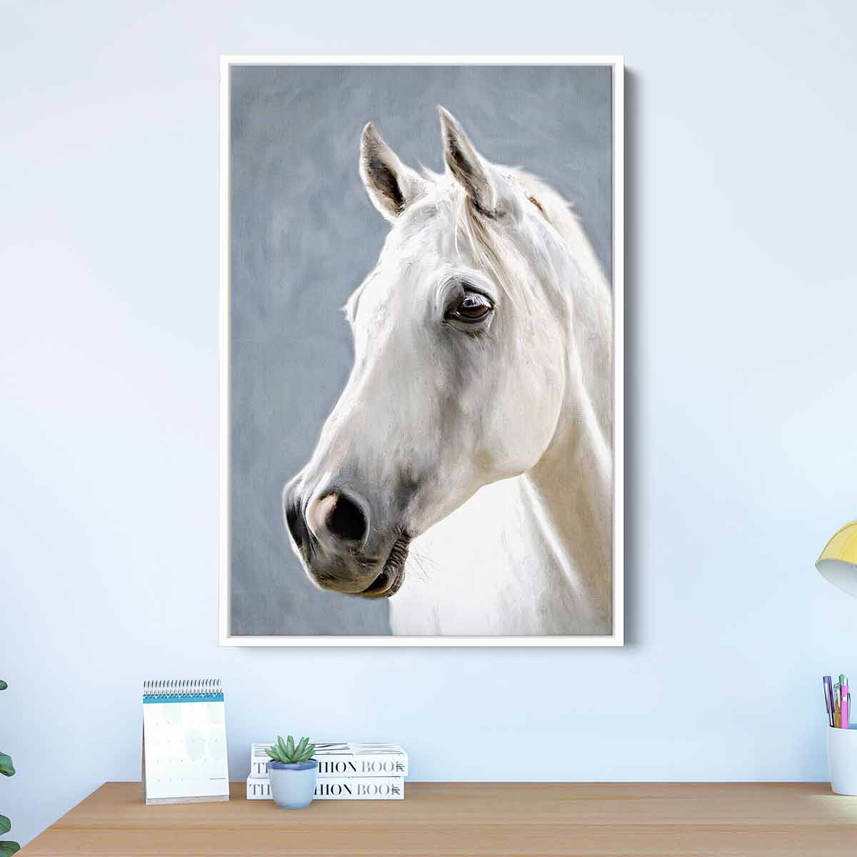 White Horse Wall Art Canvas Print - Modern Home Decor for Living Room, Bedroom & Office | 0701