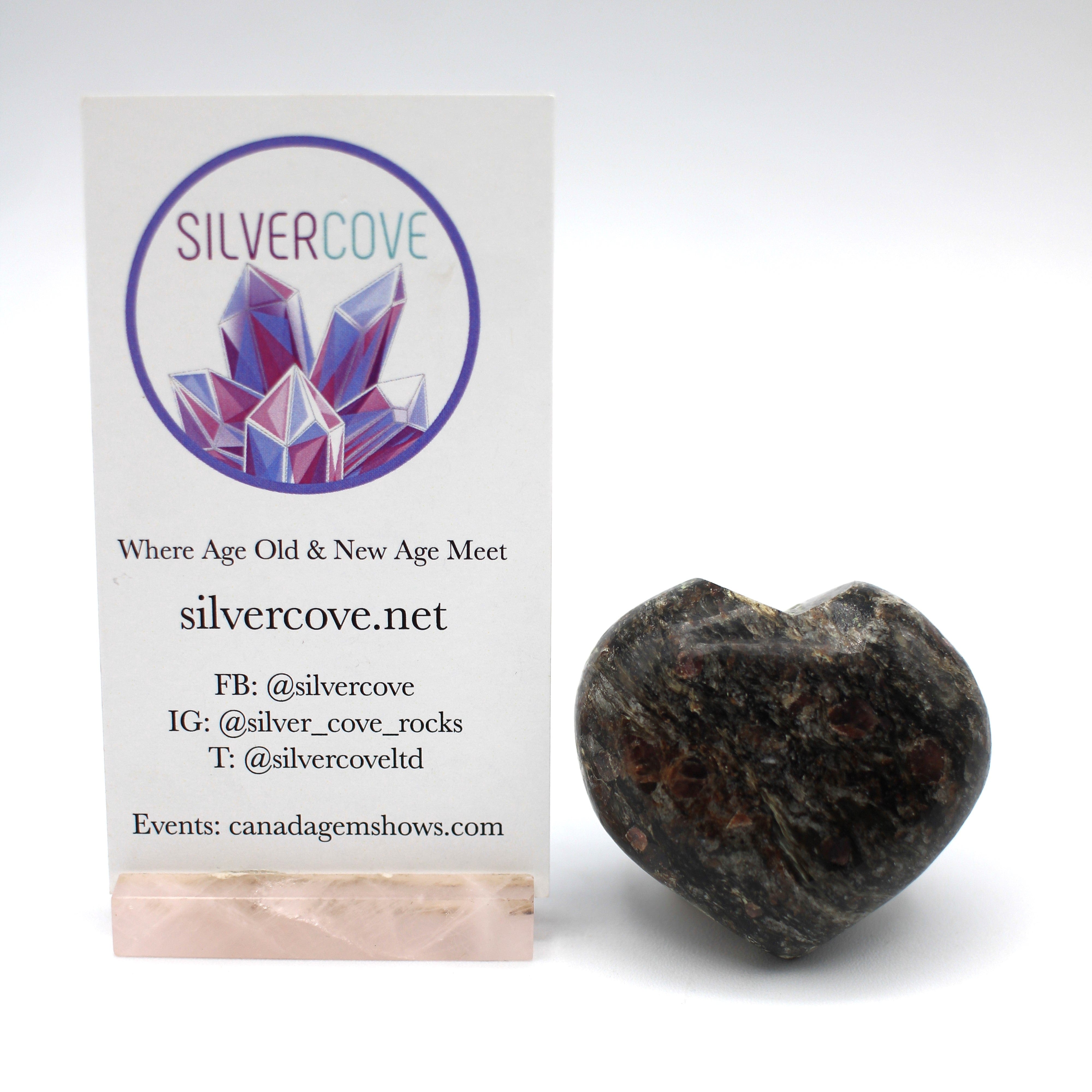 Natural Canadian Staurolite Garnet Mica Schist Heart Carving - Unique Healing Crystal for Meditation, Reiki & Spiritual Gifts
