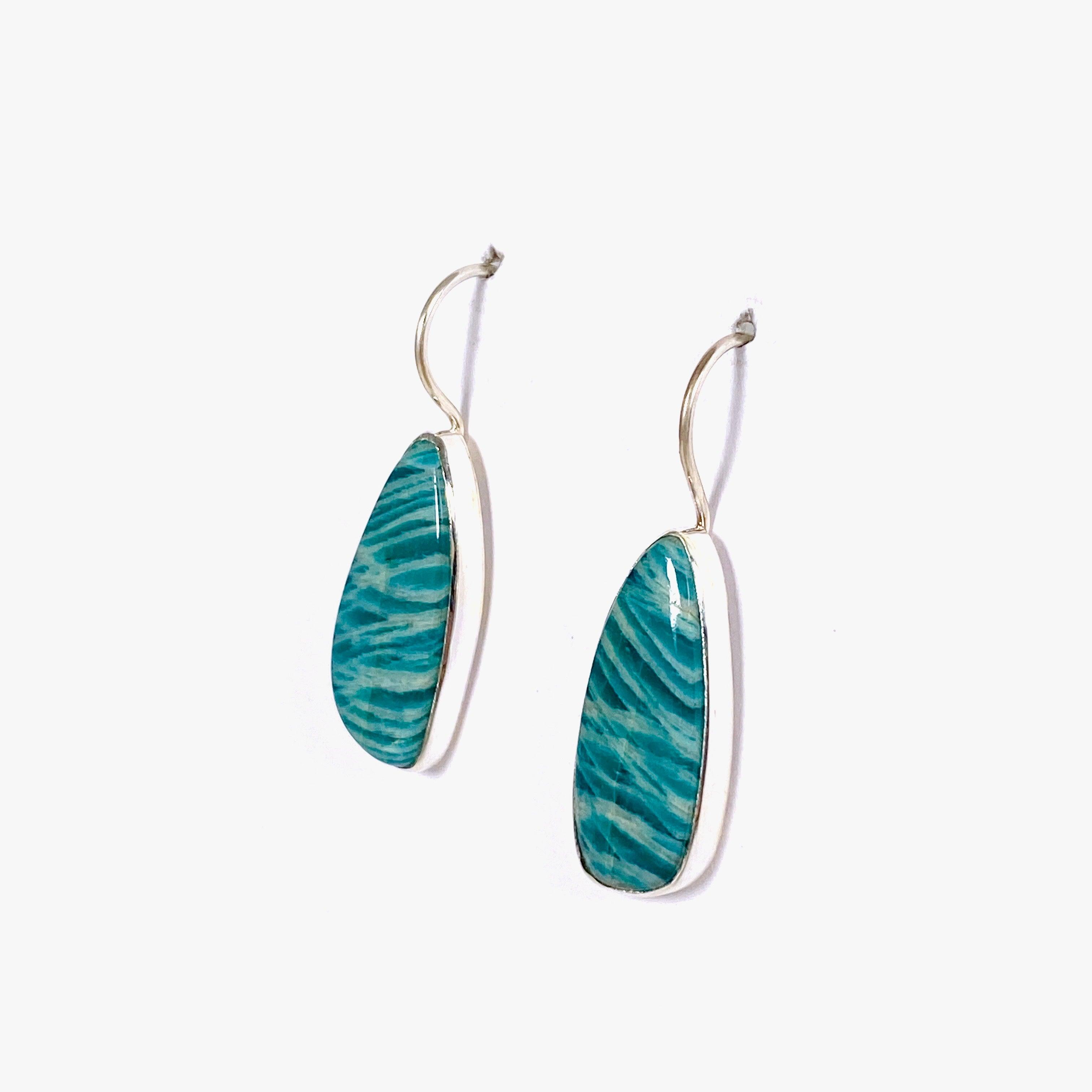 Amazonite Teardrop Earrings with Fixed Hook - Natural Stone Dangle Earrings for Women - Perfect for Weddings, Parties & Everyday Wear
