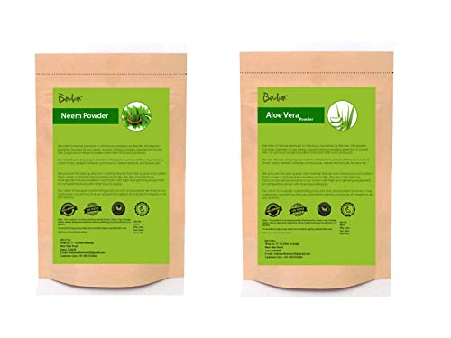 Organic Neem Powder with Aloe Vera Powder - 200g Natural Face Mask for Deep Pore Cleansing, Skin Care & Glowing Skin | DIY Face Pack for Acne Treatment & Brightening | Perfect for Daily Skincare Routine & Spa Treatments