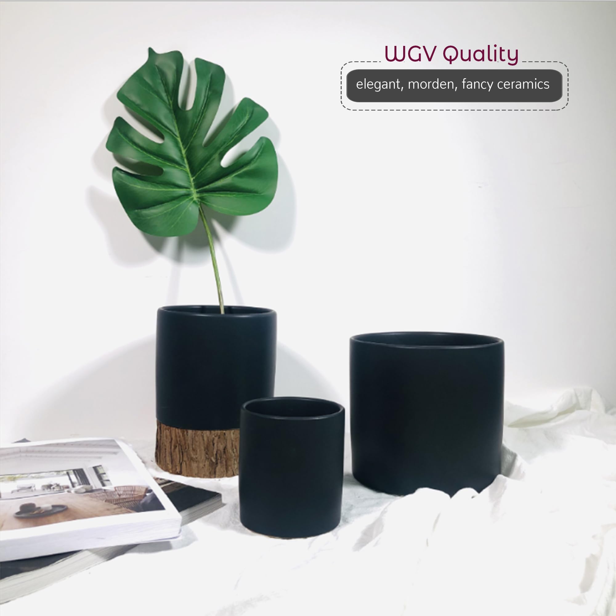 WGVI Matte Black Ceramic Cylinder Vase - 3.75