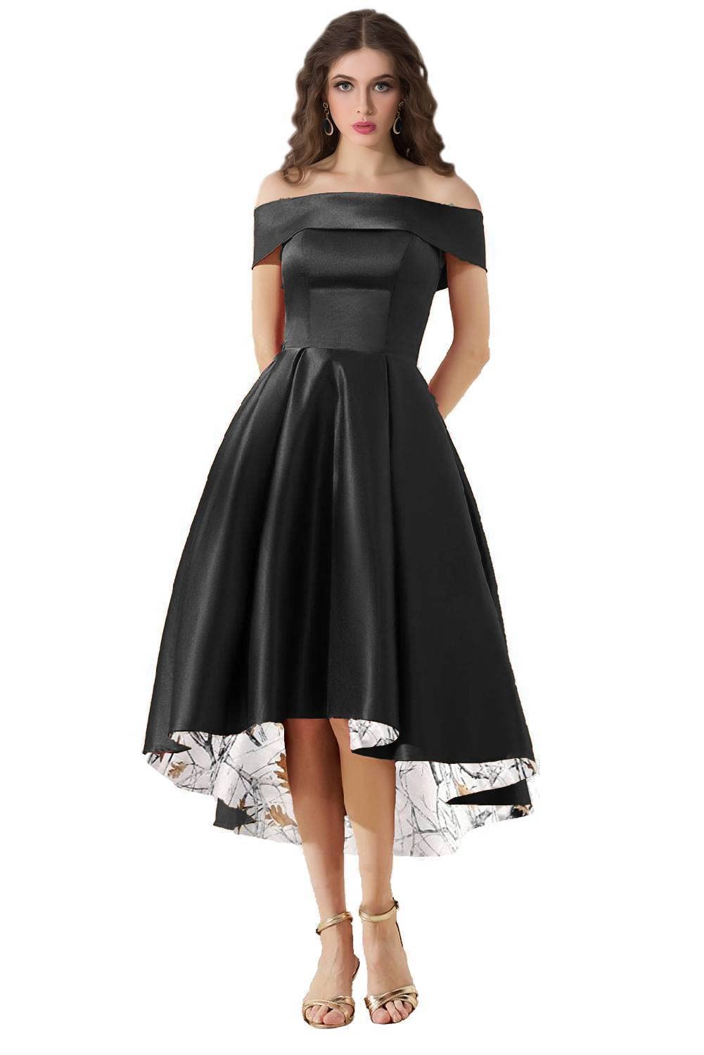 DINGZANCAMO Camouflage Snowfall Bridesmaid Dresses | High-Low Hem Wedding Gowns for Bride 2023 | Perfect for Winter Weddings, Christmas Parties & Formal Events