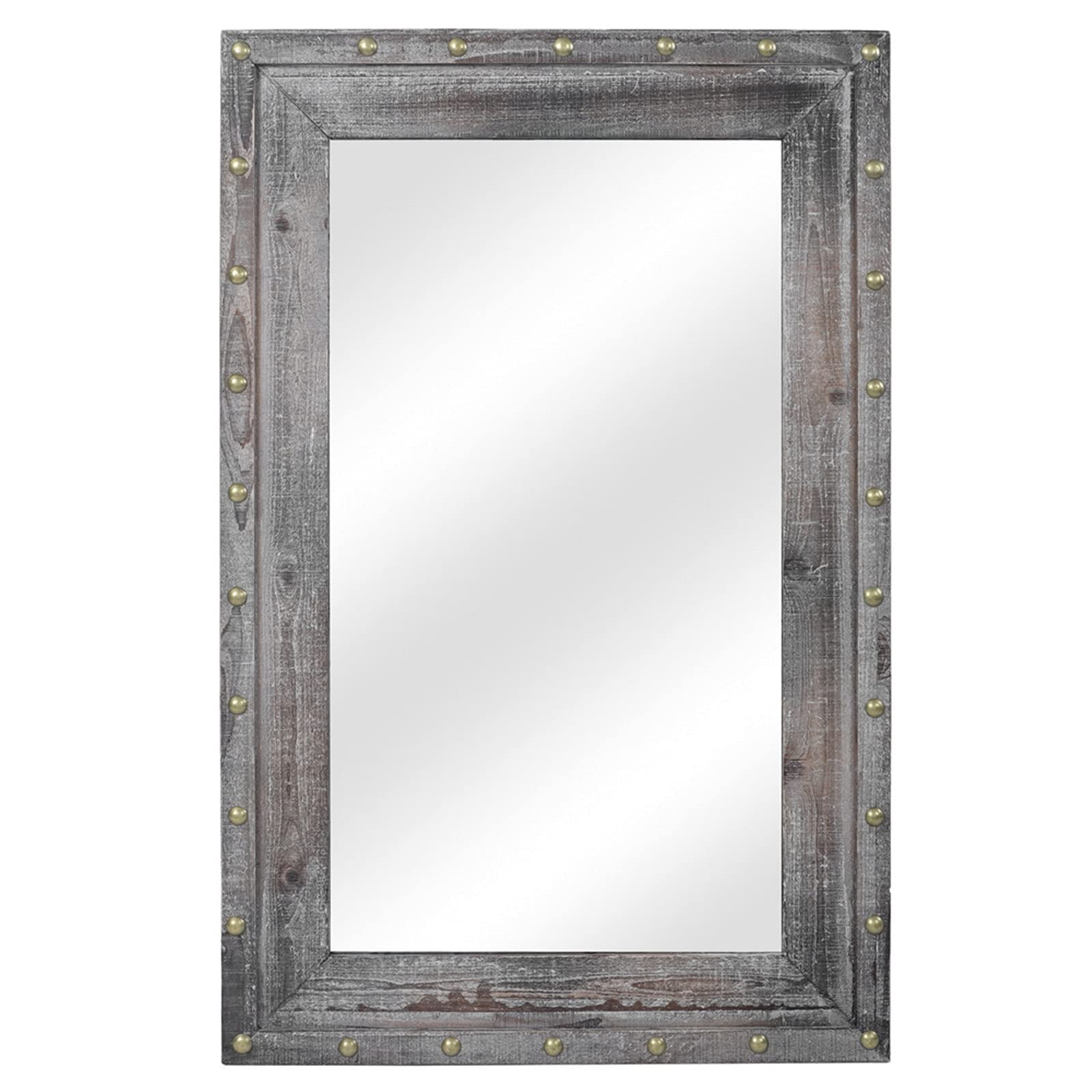 Bysesion GT1-JL 74x4.5x114cm Rectangular Iron Wall Mirror - Vintage Brown Decorative Mirror for Living Room, Bedroom & Entryway