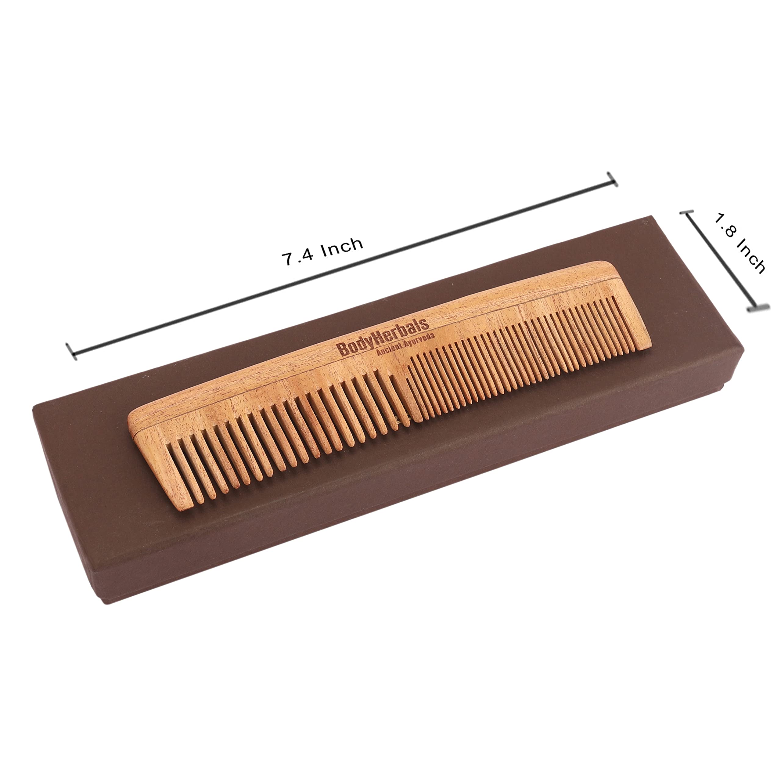 BodyHerbals Double Tooth Dressing Comb - 100% Natural Neem Wood, Handmade with Elegant Design in Gift Box (Cream) | Perfect for Hair Styling, Detangling & Ayurvedic Hair Care