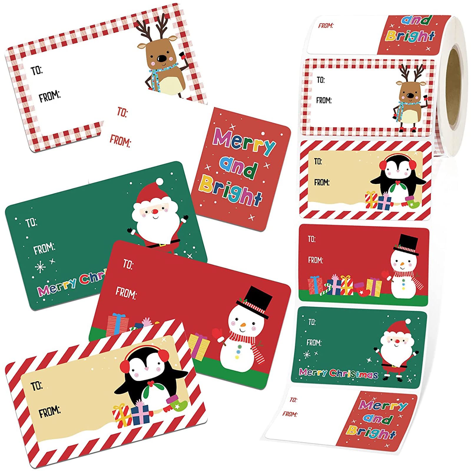 500-Piece Christmas Gift Tags Stickers - 2.76