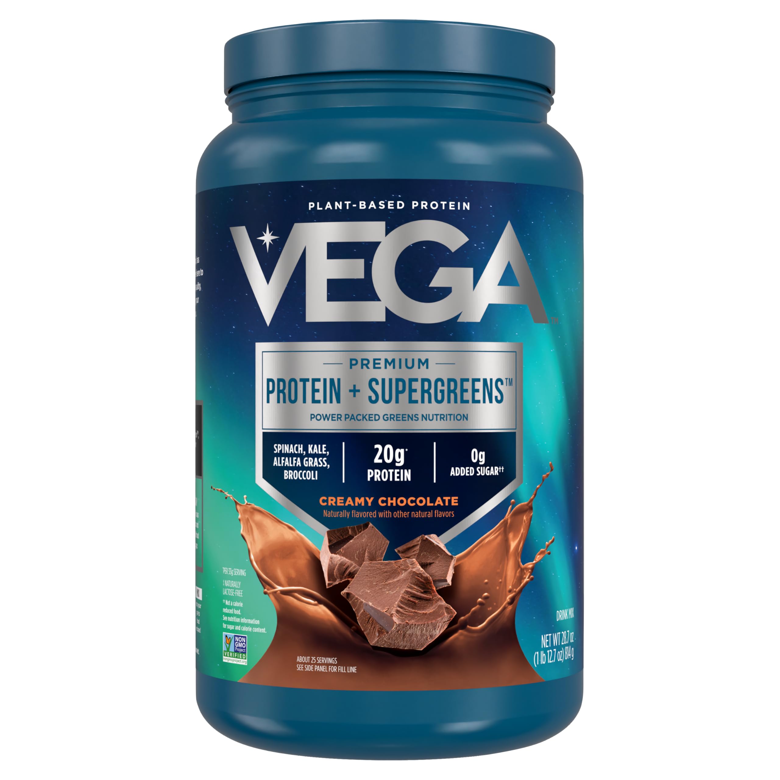Vega Protein & Greens Powder - Chocolate Flavor, 28.7oz | Plant-Based Protein Supplement with Superfoods for Muscle Recovery & Energy Boost | Perfect for Post-Workout, Smoothies & Healthy Lifestyle