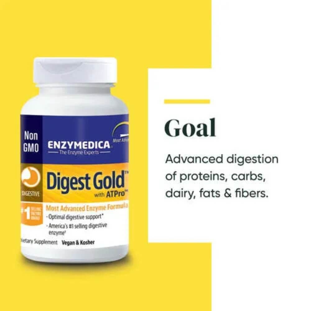 Enzymedica Digest Gold Digestive Enzymes Supplement - 240 Capsules for Gut Health & Digestion Support | Ideal for Bloating, Gas & Food Intolerance Relief