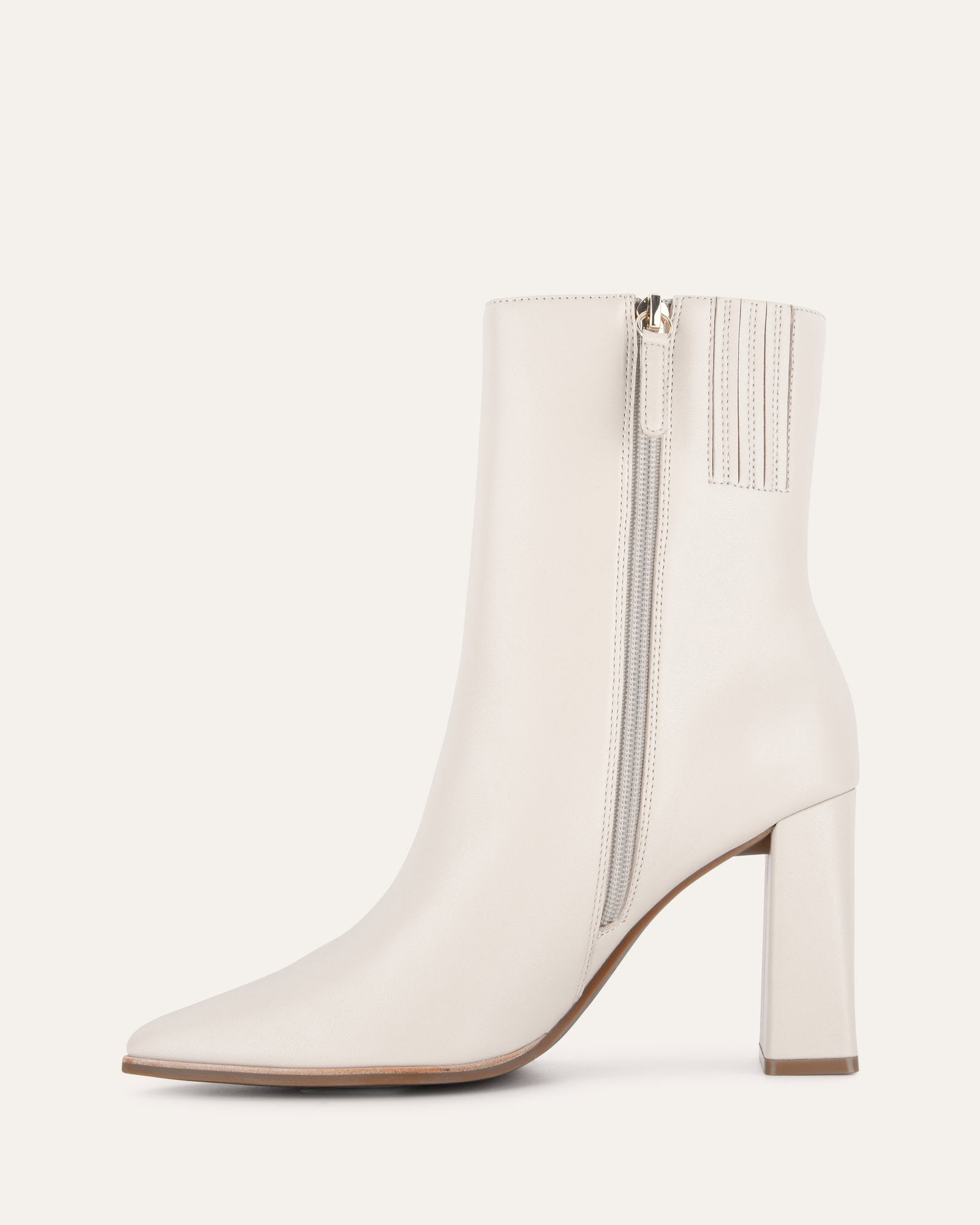 TATIANA Women's High Ankle Boots - Off White Genuine Leather Shoes for Fall/Winter Fashion, Comfortable & Stylish for Office, Party and Daily Wear