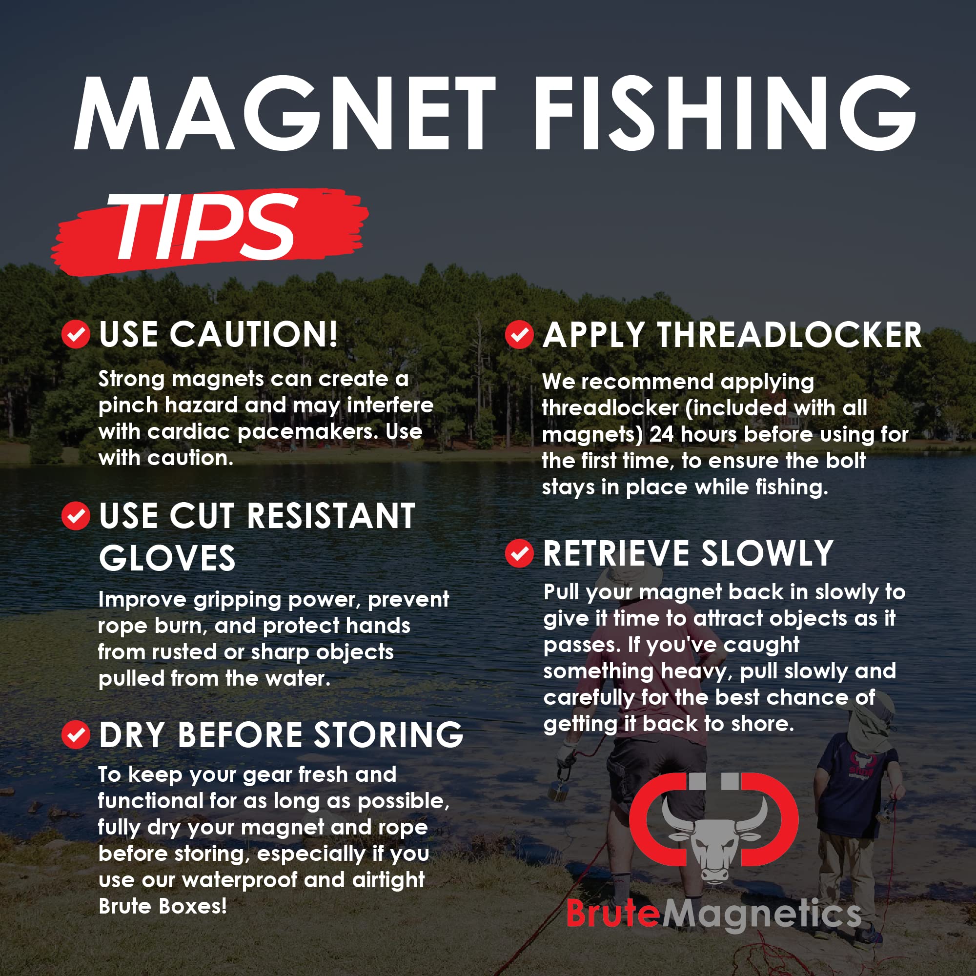 Brute Magnetics 1700 lb Double Sided Fishing Magnet Kit - 3.7