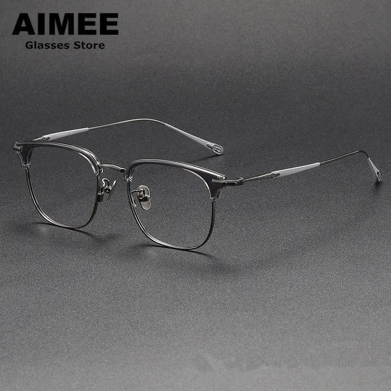 Stylish Aimee Unisex Full Rim Square Titanium Acetate Eyeglasses Frame 980901 - Lightweight & Durable for Work, Reading & Everyday Wear