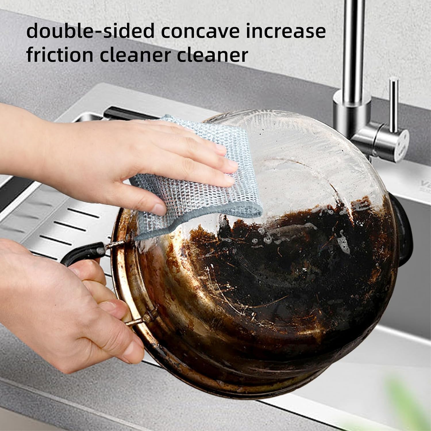 10 Pack SHAYONAM Non-Scratch Wire Dishcloths - Reusable Multipurpose Dishwashing Rags for Wet & Dry Cleaning - Easy Rinse Kitchen Cleaning Cloths for Sinks, Pots, Pans & Countertops - Perfect for Daily Dishwashing & Tough Stain Removal
