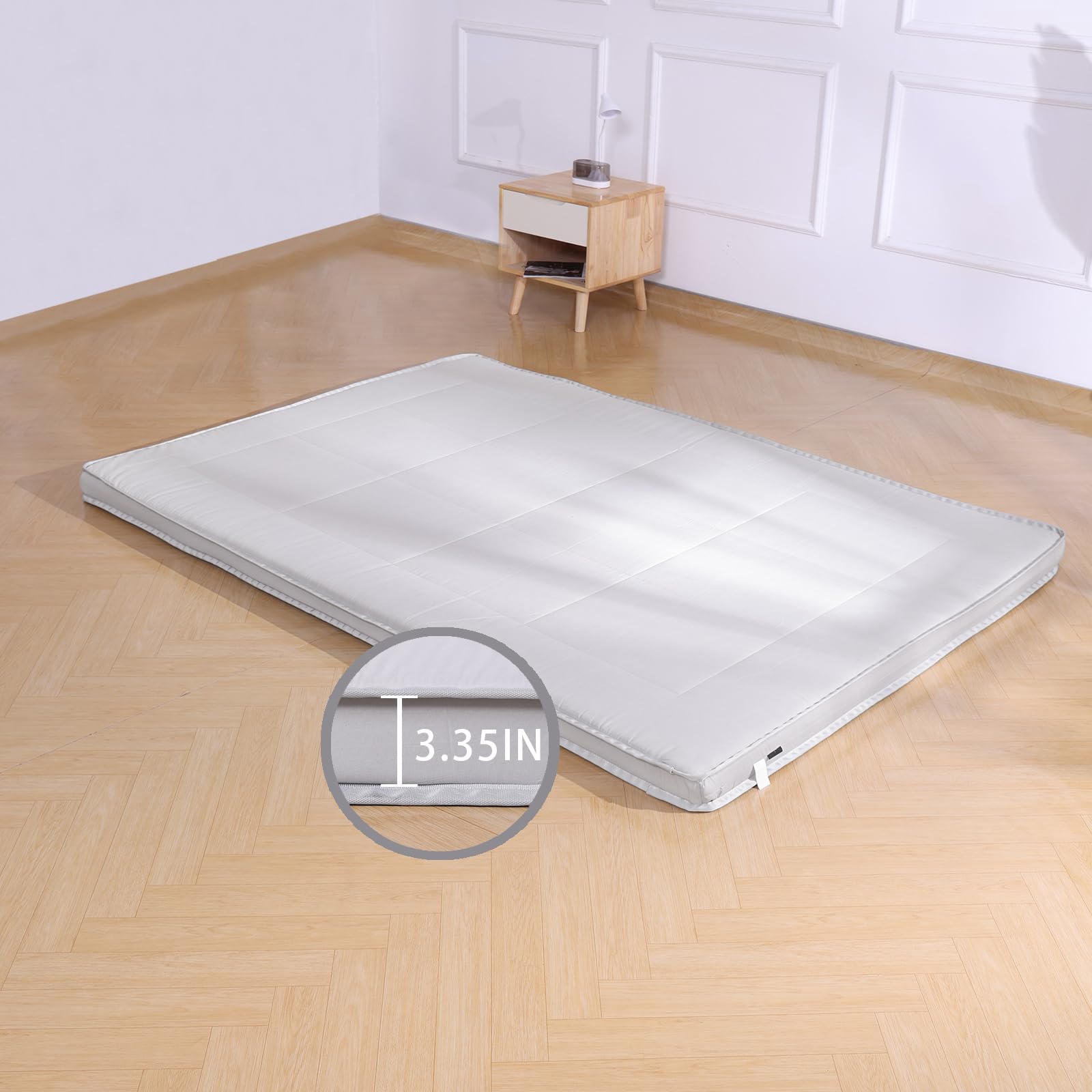 Japanese Futon Mattress - Twin Size Floor Bed for Adults, Grey Tatami Mat with Resin Coating | Perfect for Small Spaces, Guest Rooms & Minimalist Living