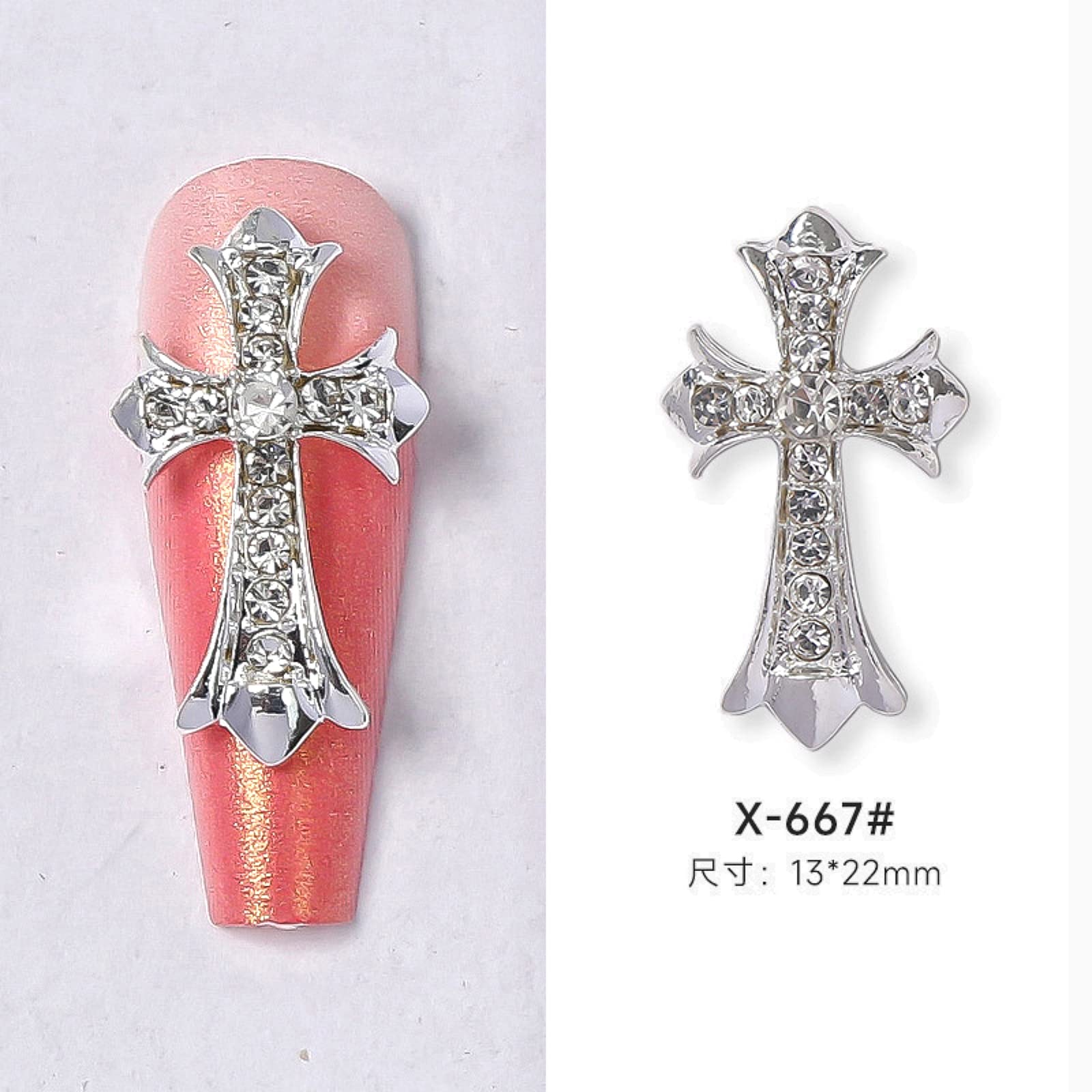 10pcs Retro Cross Nail Charms - Alloy Rhinestone Gothic Nail Art Decorations for Acrylic Nails, DIY Nail Design Accessories - Perfect for Punk Style, Halloween, Gothic Parties and Nail Salon Decor