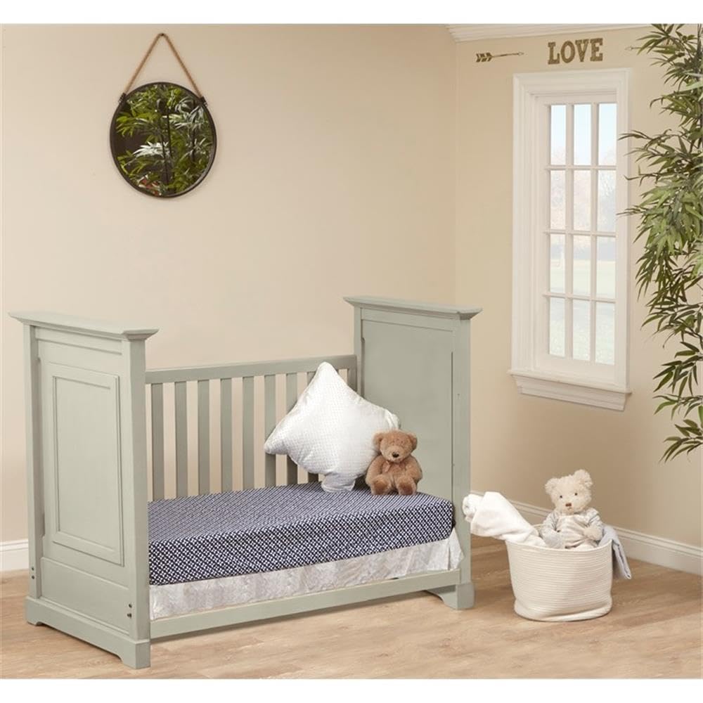 Baby Cache Cape Cod 3-in-1 Convertible Crib - Light Grey Nursery Furniture for Newborn to Toddler | Safe & Stylish Baby Bed for Nursery, Bedroom & Daycare