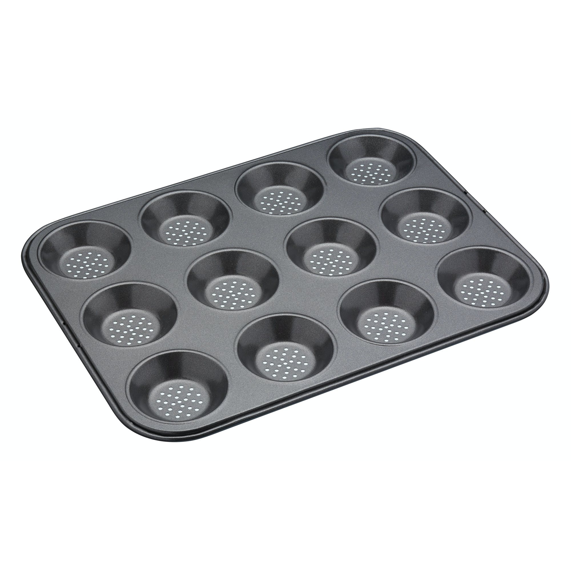 MasterClass Non-Stick 12-Cup Shallow Baking Pan for Muffins, Cupcakes & More - Perfect for Home Baking, Parties & Gifts