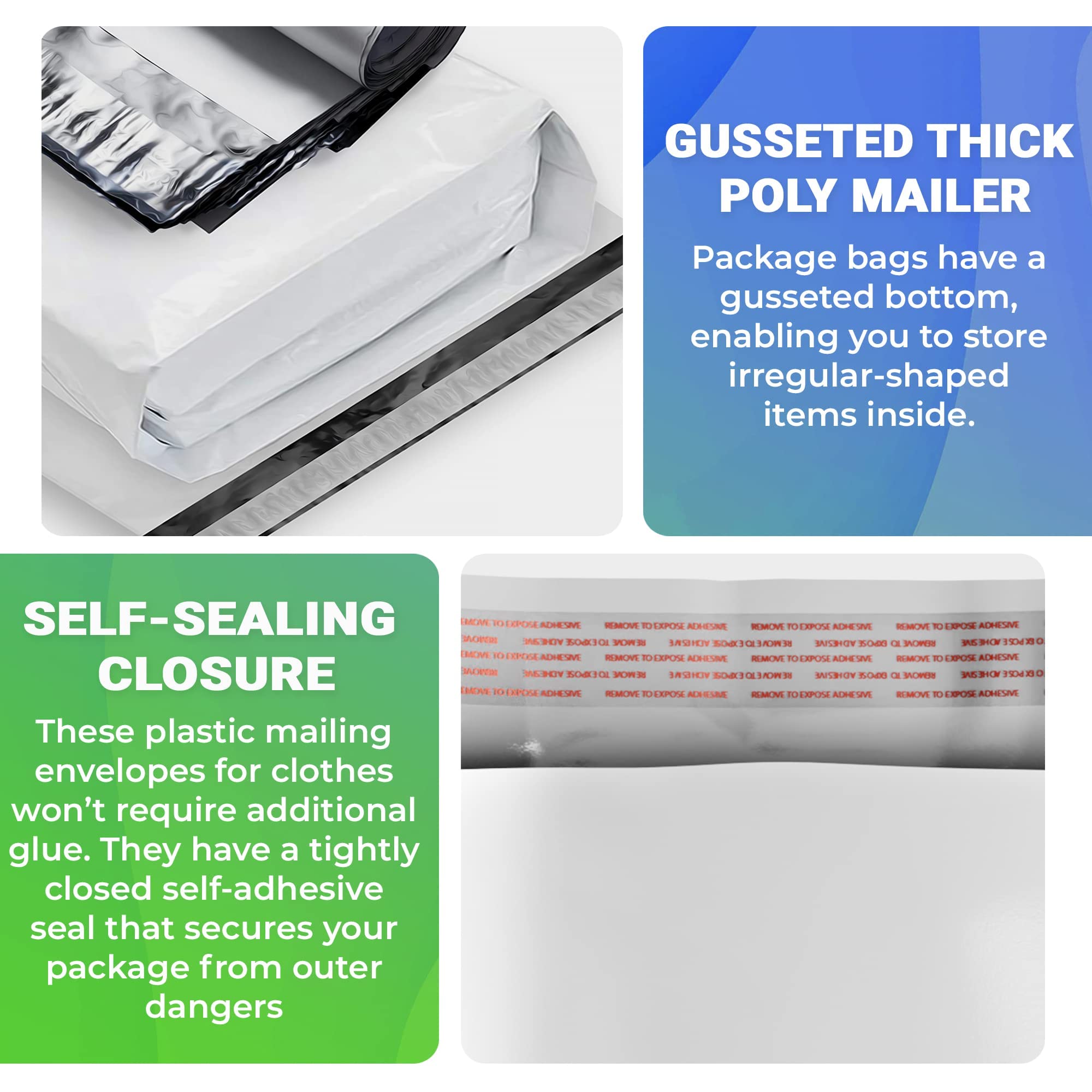 White Gusseted Poly Mailers 10x13x2 Inches - 1000 Pack Waterproof Expandable Shipping Bags for Clothing, Blankets & Ecommerce | Durable 2.4 Mil Thick Poly Mailer Bags for Online Stores, Amazon FBA & Small Business Shipping