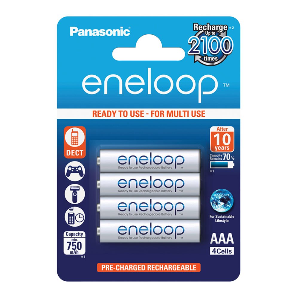 Panasonic Eneloop Micro AAA Rechargeable Batteries 750mAh - 4 Pack for Digital Cameras, Wireless Keyboards & Small Electronics